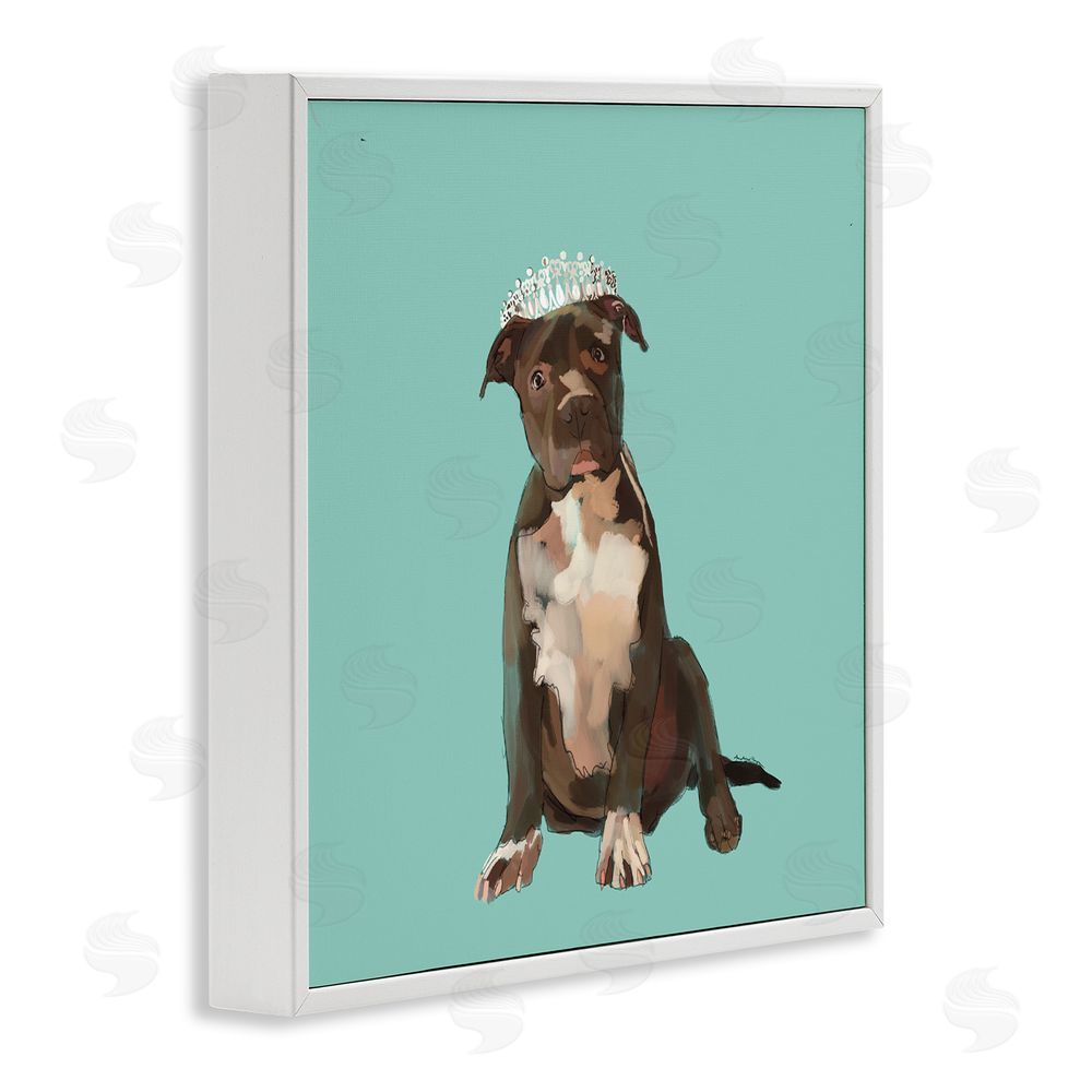 Amelia Noyes Royal Pit Bull in Crown White Framed Glicee Wall Art Print