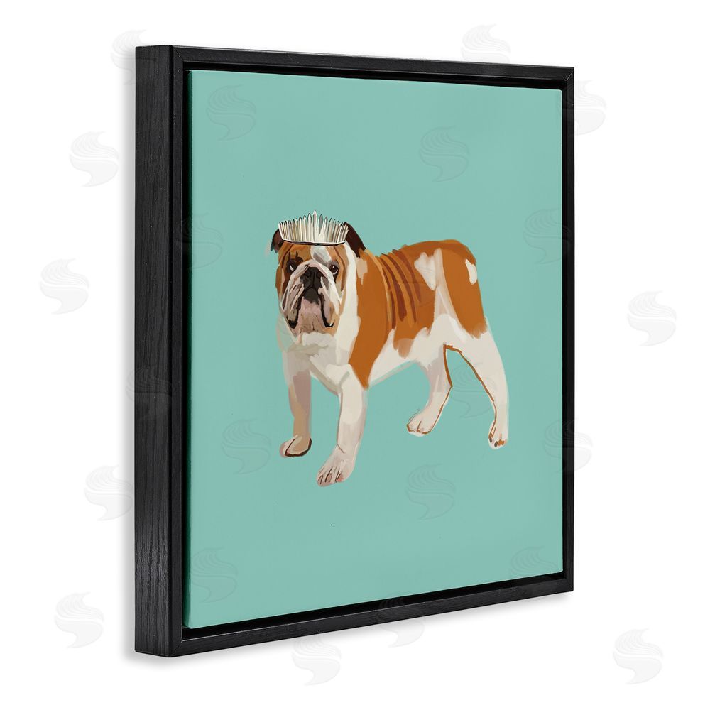 Amelia Noyes Bulldog Wearing Tiara Black Floating Frame Canvas Wall Art Print