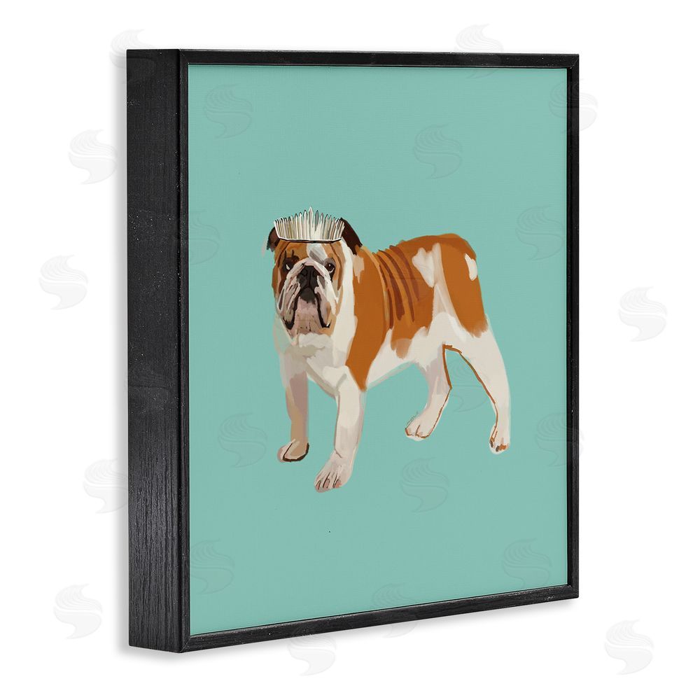 Amelia Noyes Bulldog Wearing Tiara Black Framed Glicee Wall Art Print