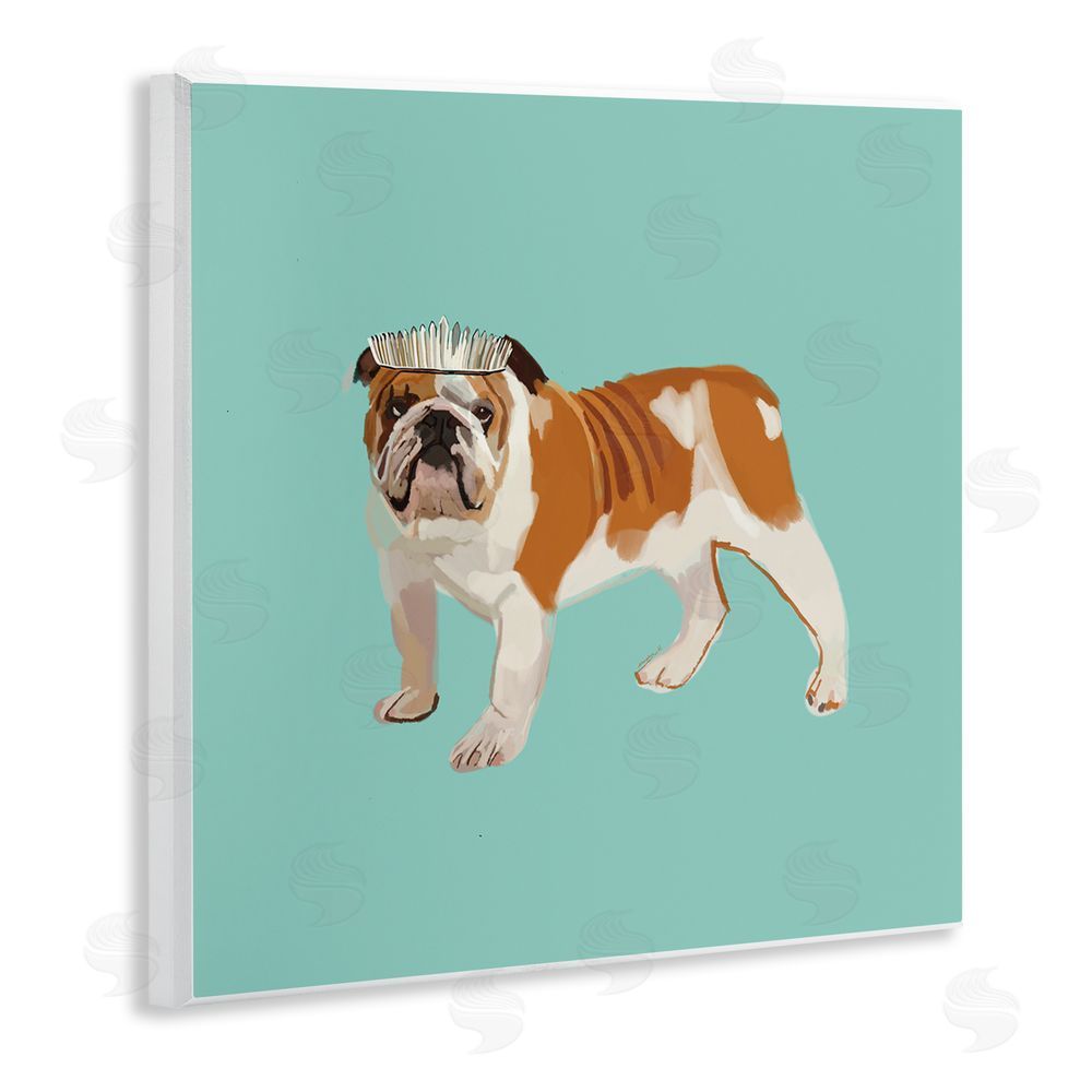 Amelia Noyes Bulldog Wearing Tiara Wooden Wall Plaque Art Print