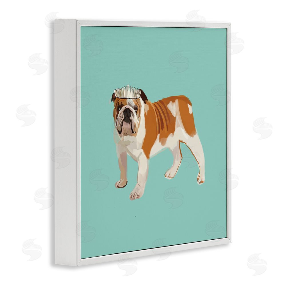 Amelia Noyes Bulldog Wearing Tiara White Framed Glicee Wall Art Print