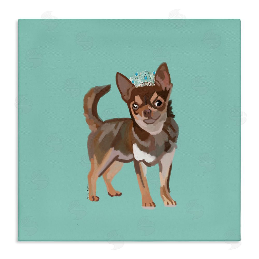Amelia Noyes Chihuahua with Crown Stretched Canvas Wall Art Print