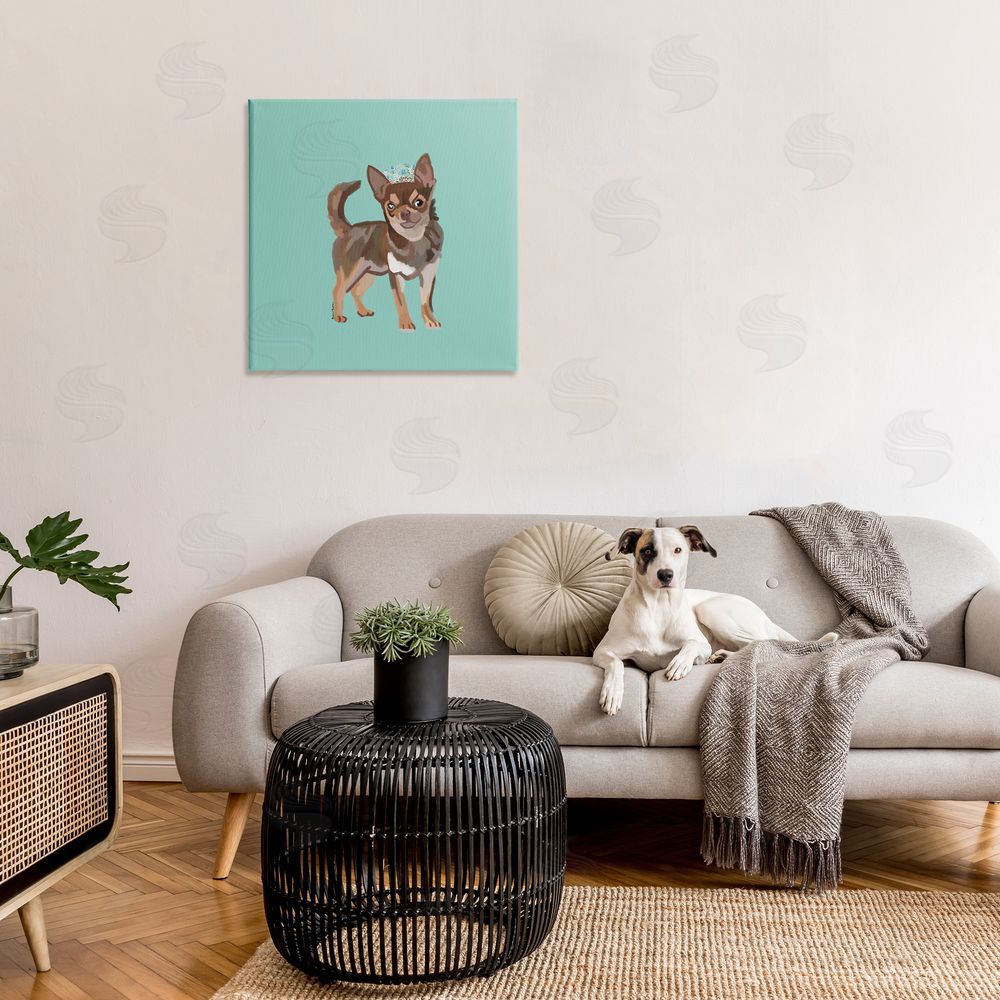 Amelia Noyes Chihuahua with Crown Canvas Wall Art in Room