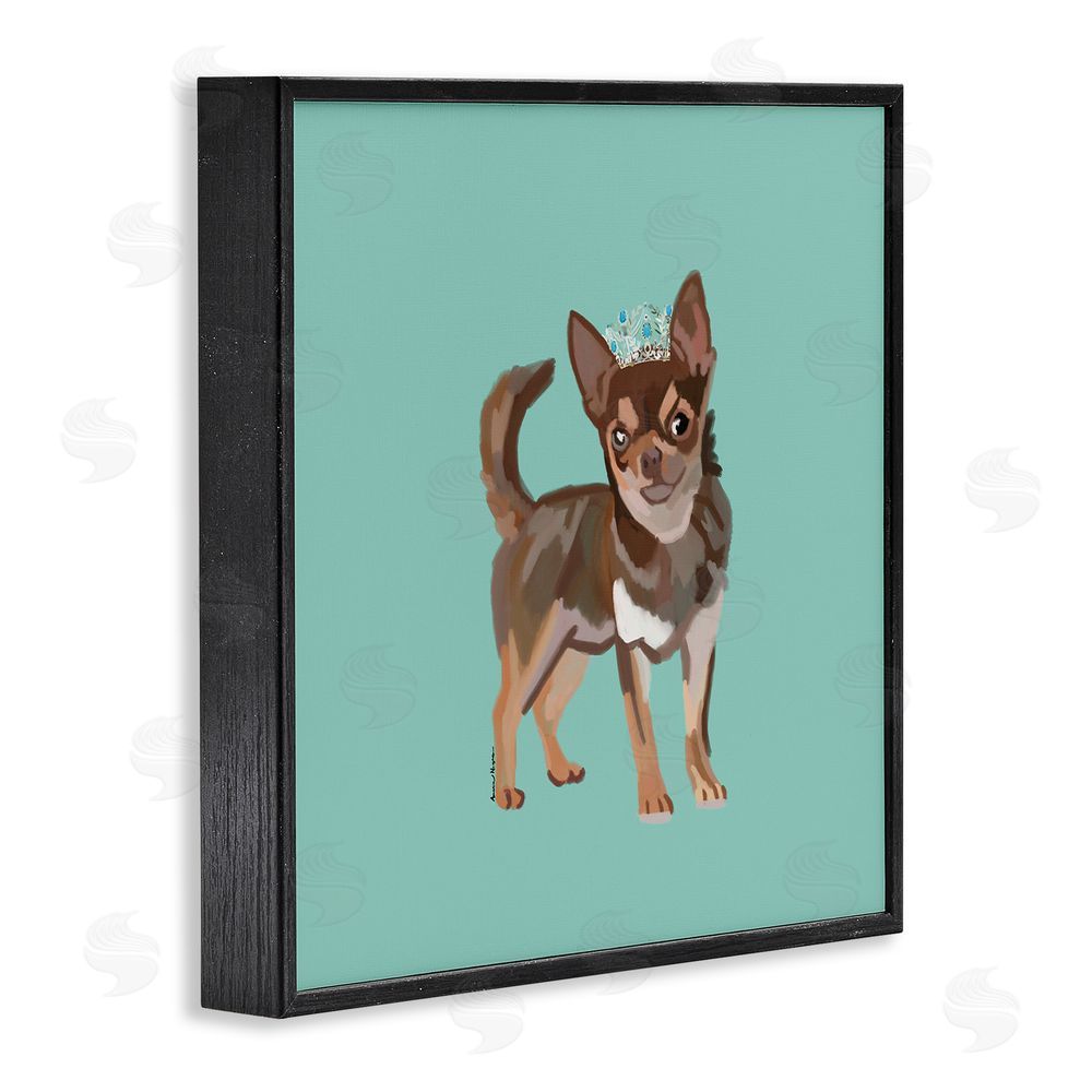Amelia Noyes Chihuahua with Crown Black Framed Glicee Wall Art Print