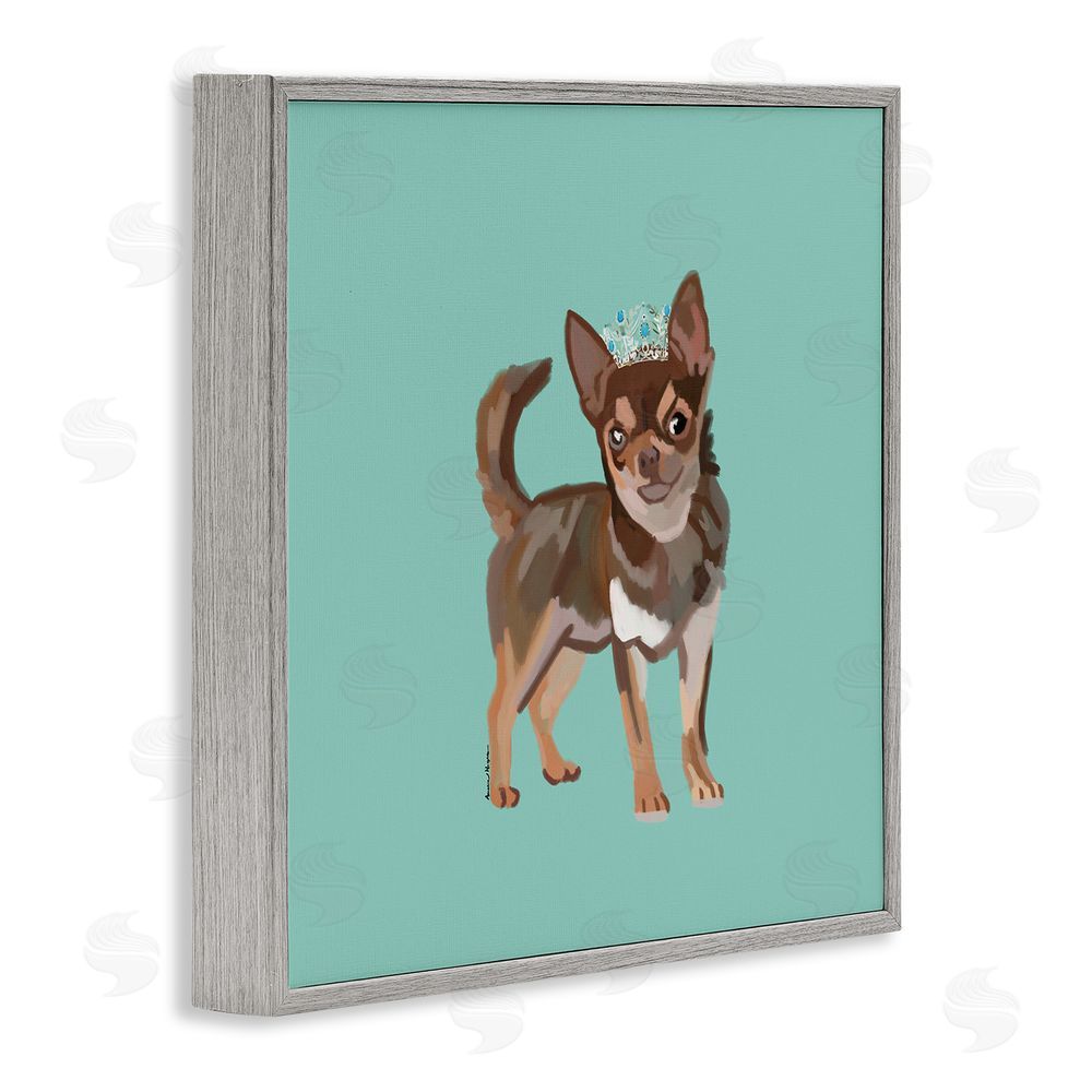Amelia Noyes Chihuahua with Crown Gray Framed Glicee Wall Art Print