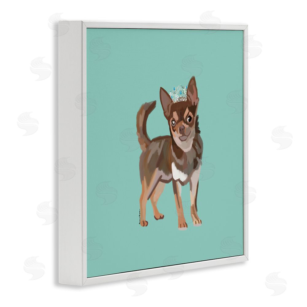 Amelia Noyes Chihuahua with Crown White Framed Glicee Wall Art Print