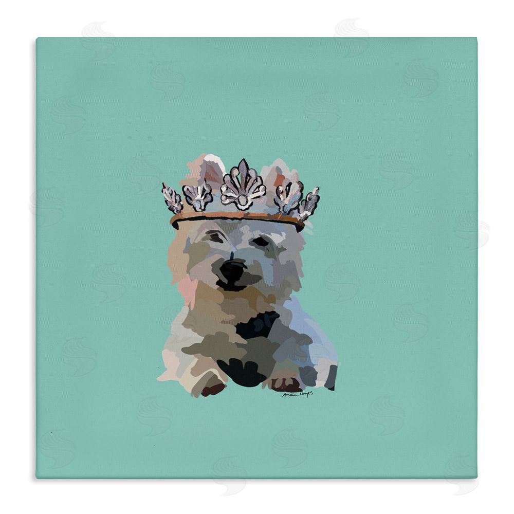 Amelia Noyes Westie Terrier with Crown Stretched Canvas Wall Art Print