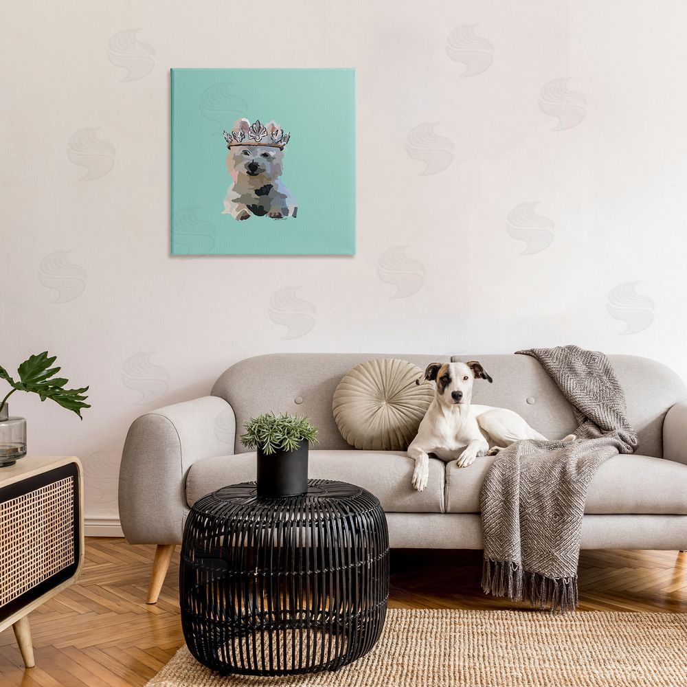 Amelia Noyes Westie Terrier with Crown Canvas Wall Art in Room