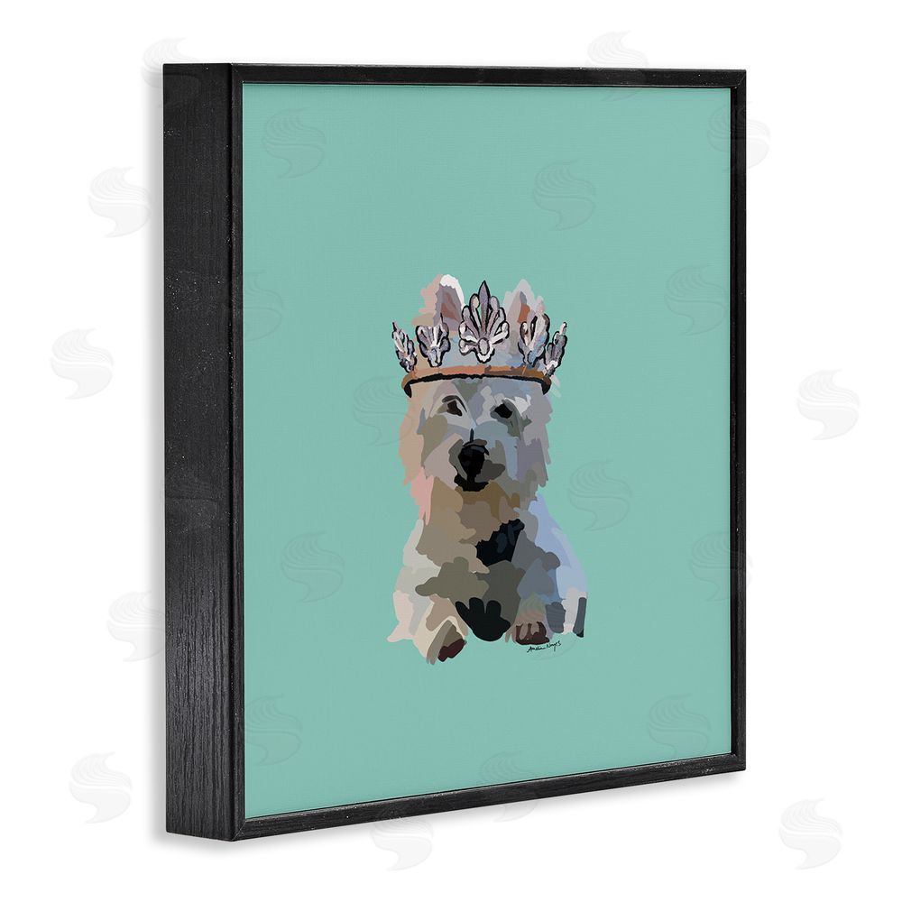 Amelia Noyes Westie Terrier with Crown Black Framed Glicee Wall Art Print