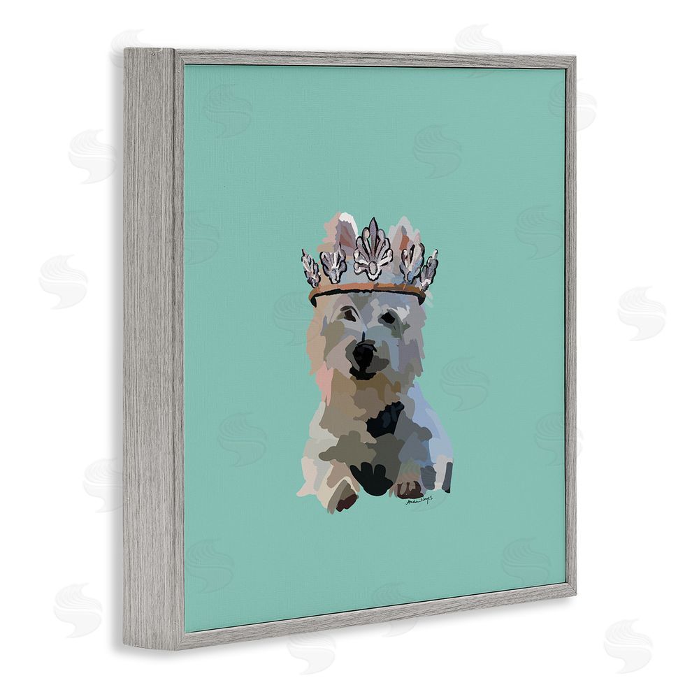 Amelia Noyes Westie Terrier with Crown Gray Framed Glicee Wall Art Print