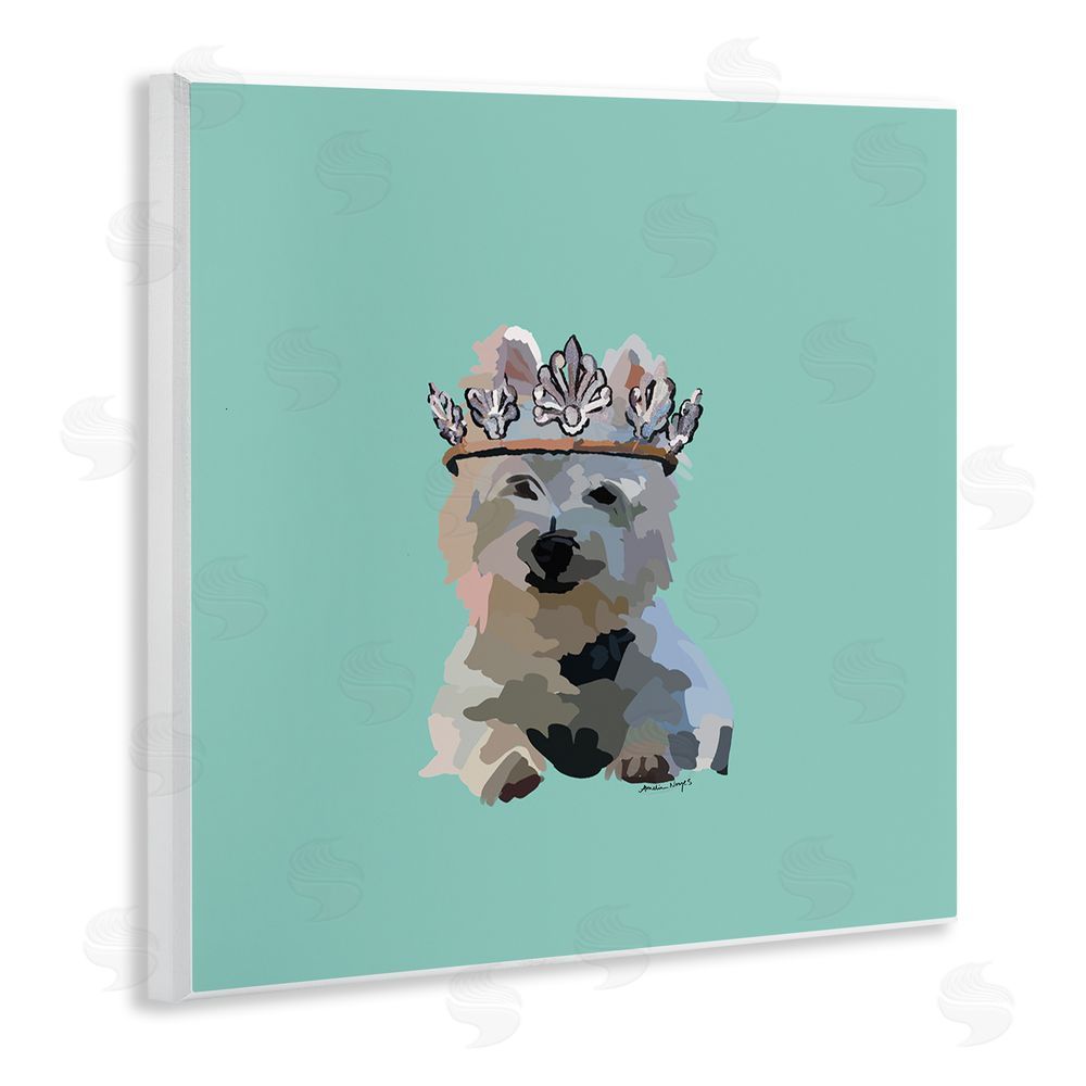 Amelia Noyes Westie Terrier with Crown Wooden Wall Plaque Art Print