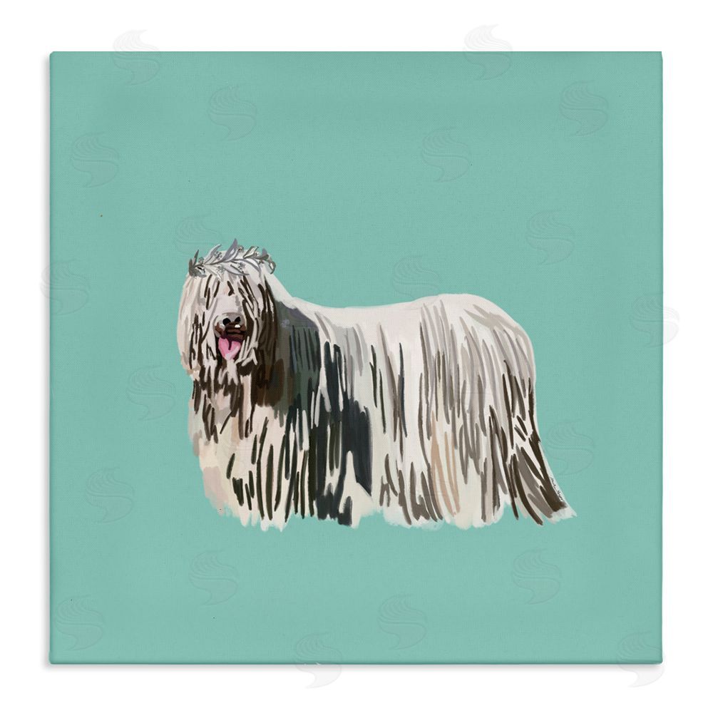 Amelia Noyes Long Haired Dog in Crown Stretched Canvas Wall Art Print