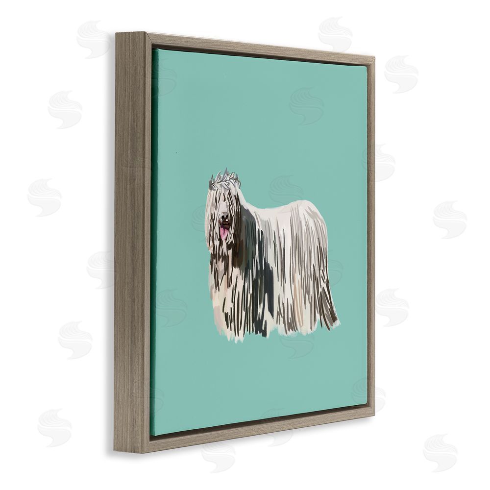 Amelia Noyes Long Haired Dog in Crown Brown Floating Frame Canvas Wall Art Print