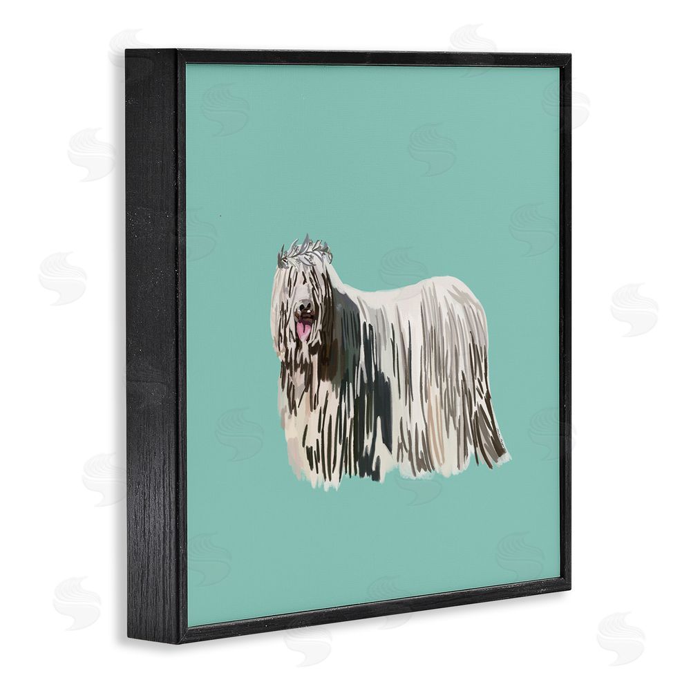 Amelia Noyes Long Haired Dog in Crown Black Framed Glicee Wall Art Print