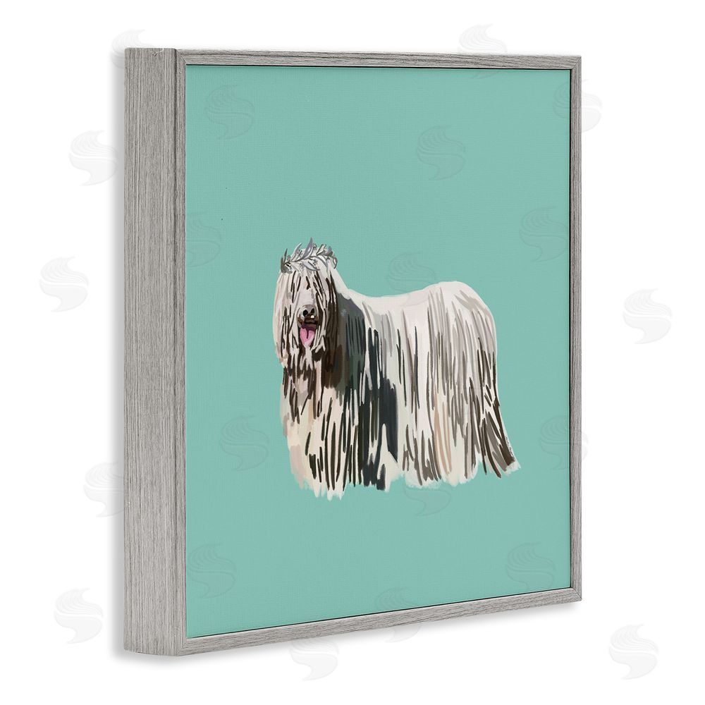 Amelia Noyes Long Haired Dog in Crown Gray Framed Glicee Wall Art Print