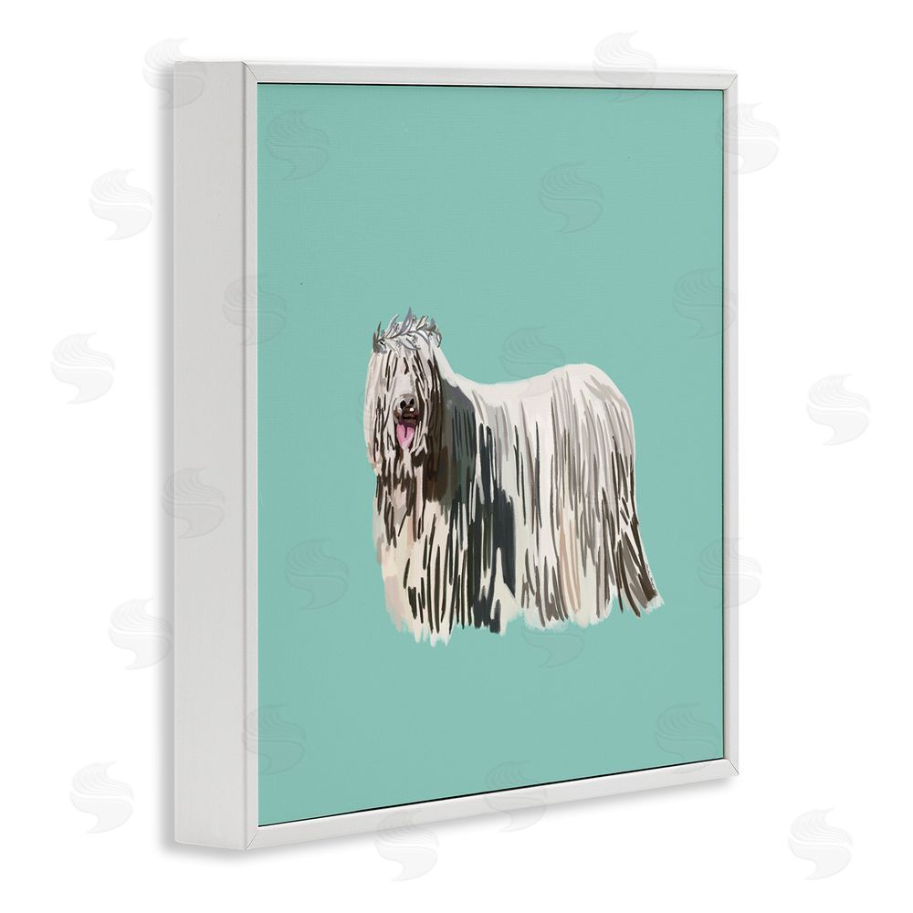 Amelia Noyes Long Haired Dog in Crown White Framed Glicee Wall Art Print