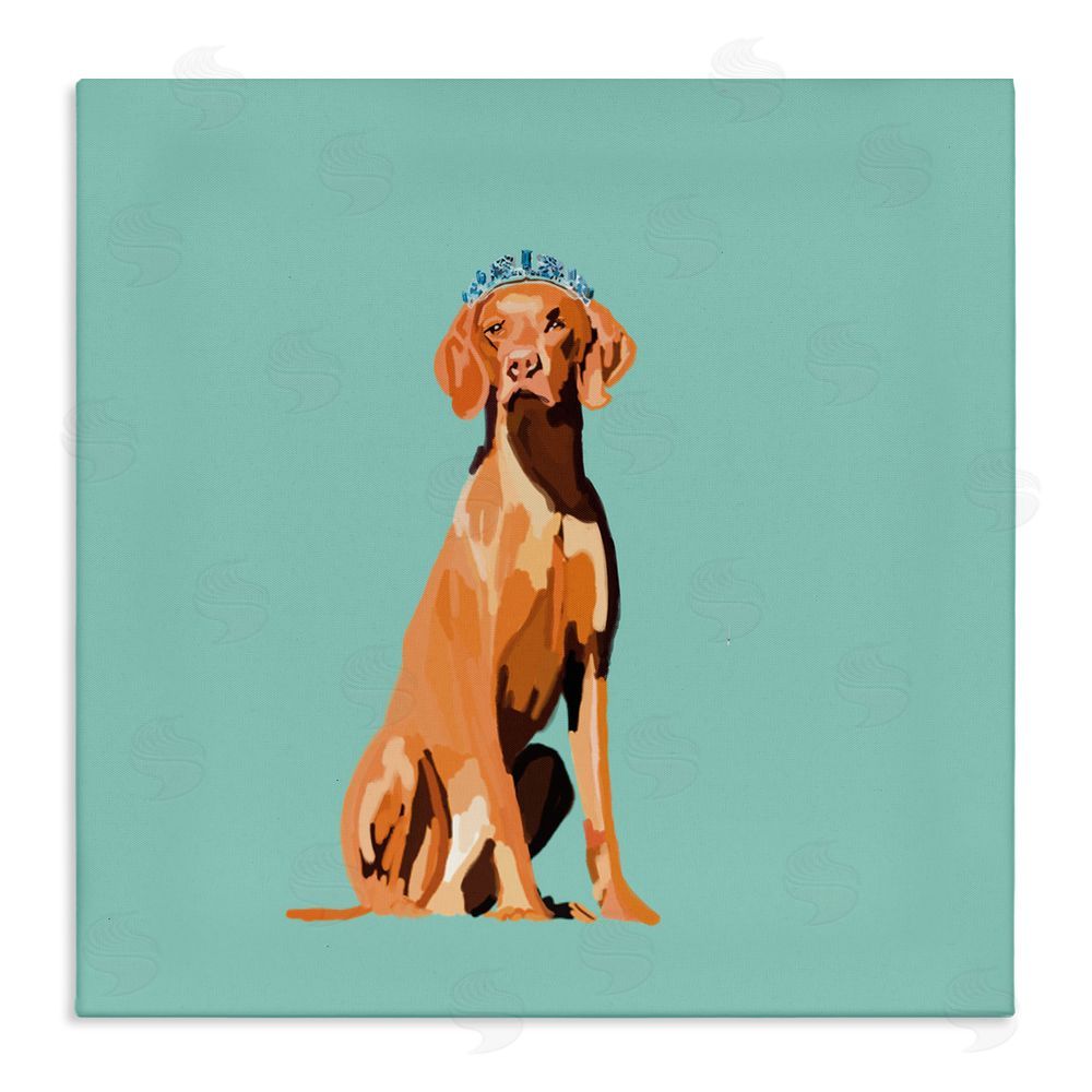Amelia Noyes Labrador Dog with Crown Stretched Canvas Wall Art Print
