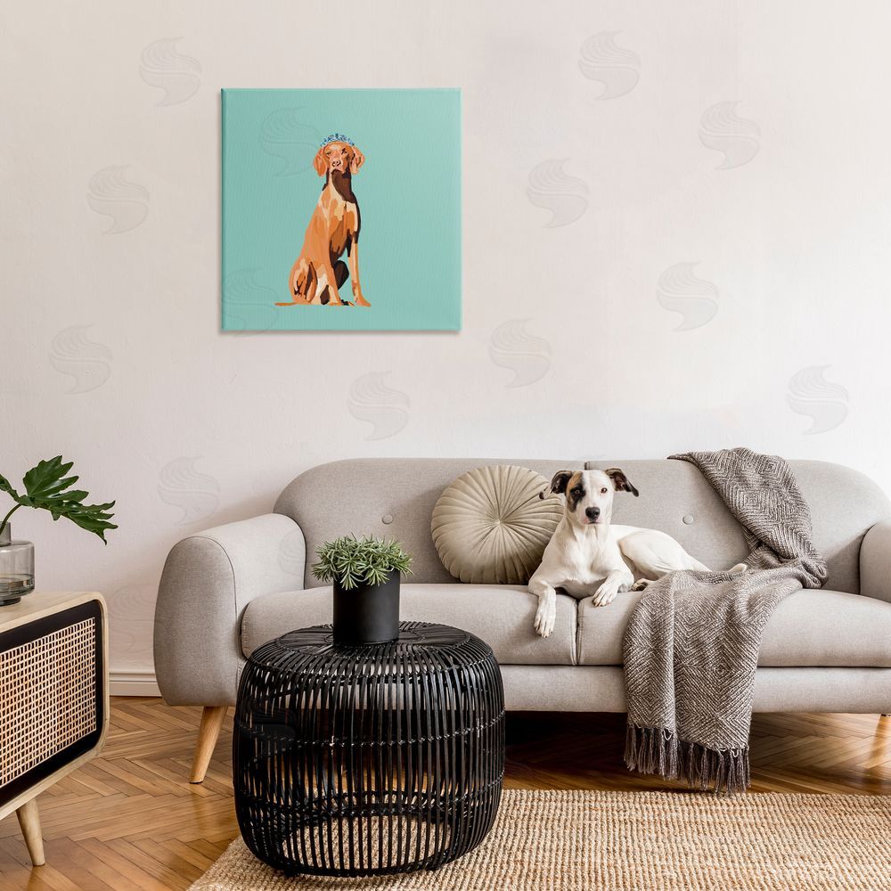 Amelia Noyes Labrador Dog with Crown Canvas Wall Art in Room