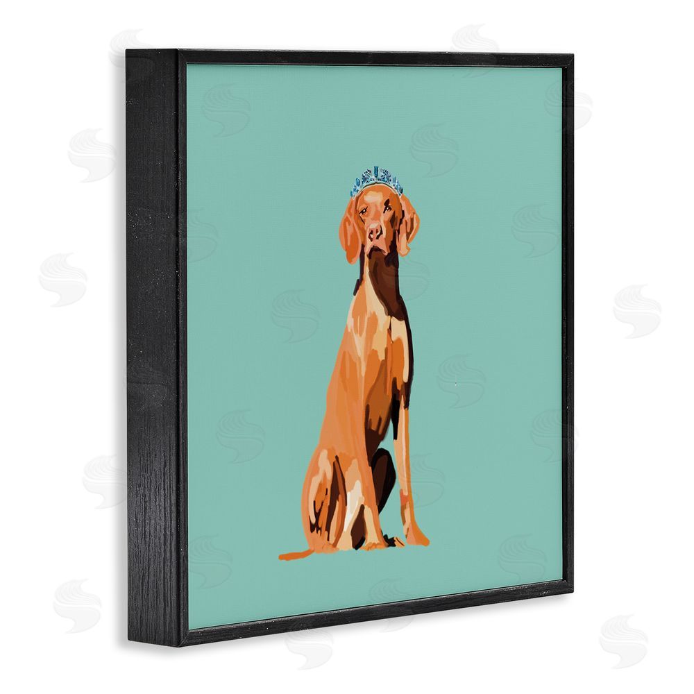 Amelia Noyes Labrador Dog with Crown Black Framed Glicee Wall Art Print