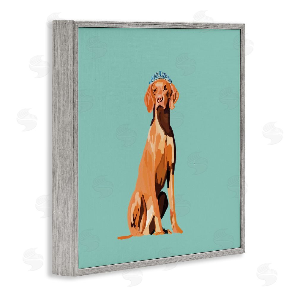 Amelia Noyes Labrador Dog with Crown Gray Framed Glicee Wall Art Print