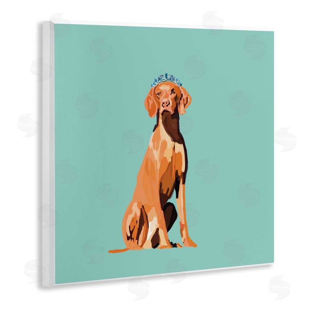 Amelia Noyes Labrador Dog with Crown Wooden Wall Plaque Art Print
