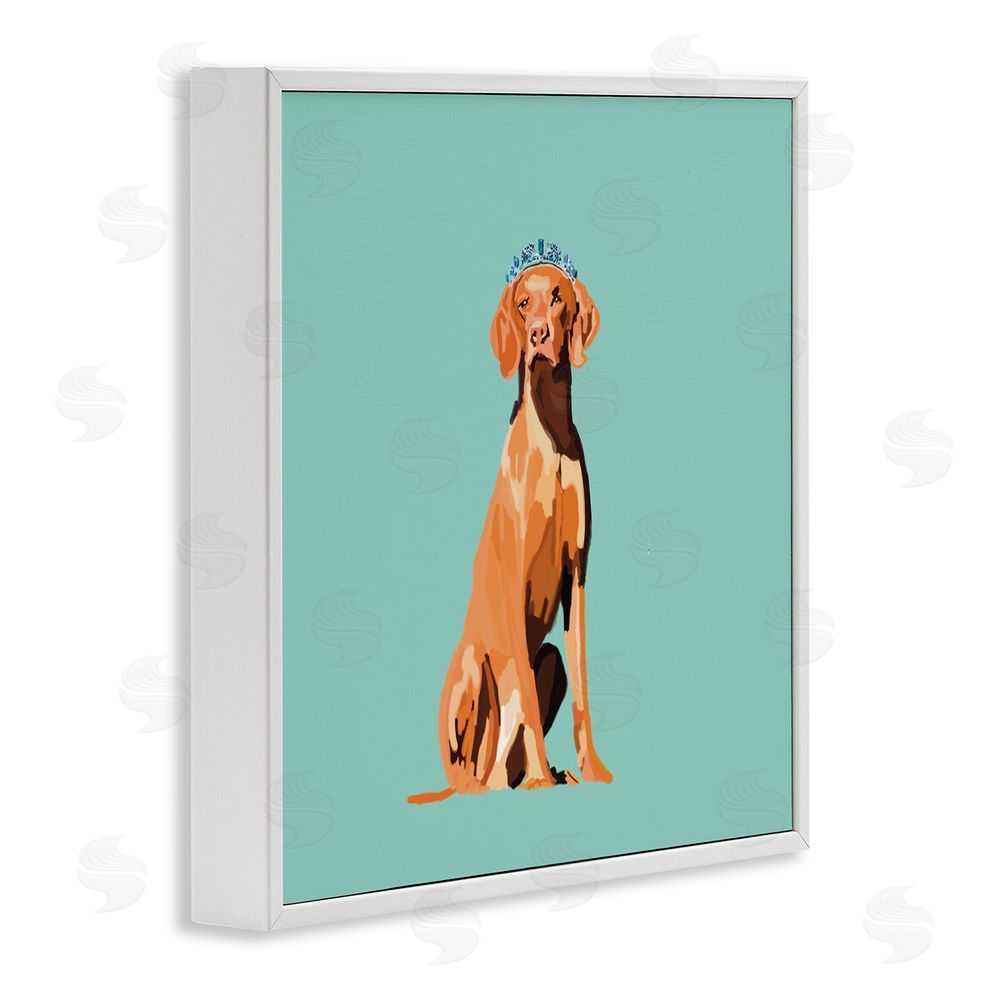 Amelia Noyes Labrador Dog with Crown White Framed Glicee Wall Art Print