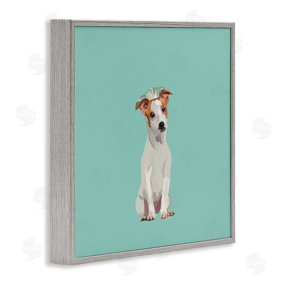 Amelia Noyes Crowned Dog on Turquoise Gray Framed Glicee Wall Art Print