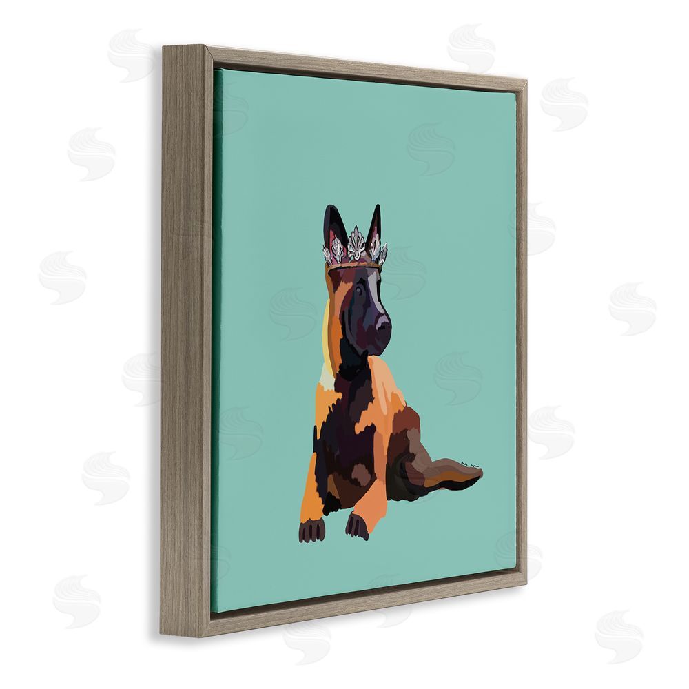 Amelia Noyes Royal German Shepherd Brown Floating Frame Canvas Wall Art Print