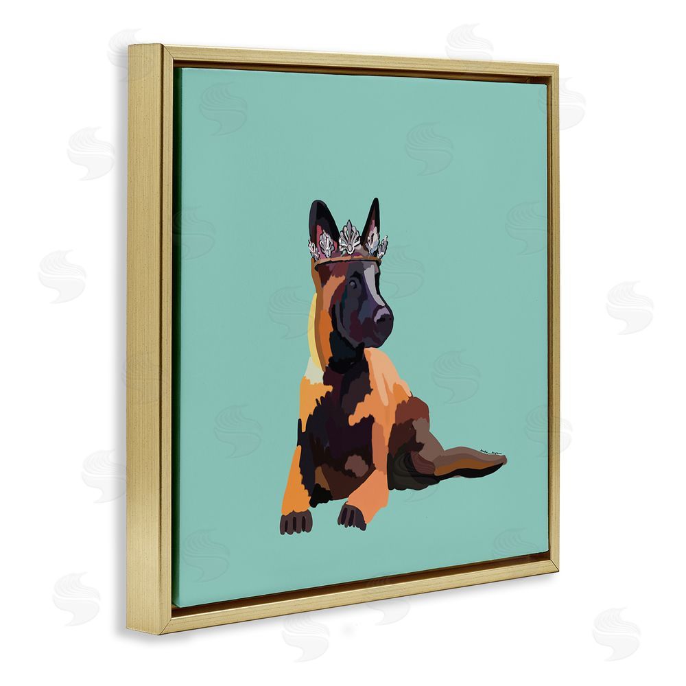 Amelia Noyes Royal German Shepherd Gold Floating Frame Canvas Wall Art Print