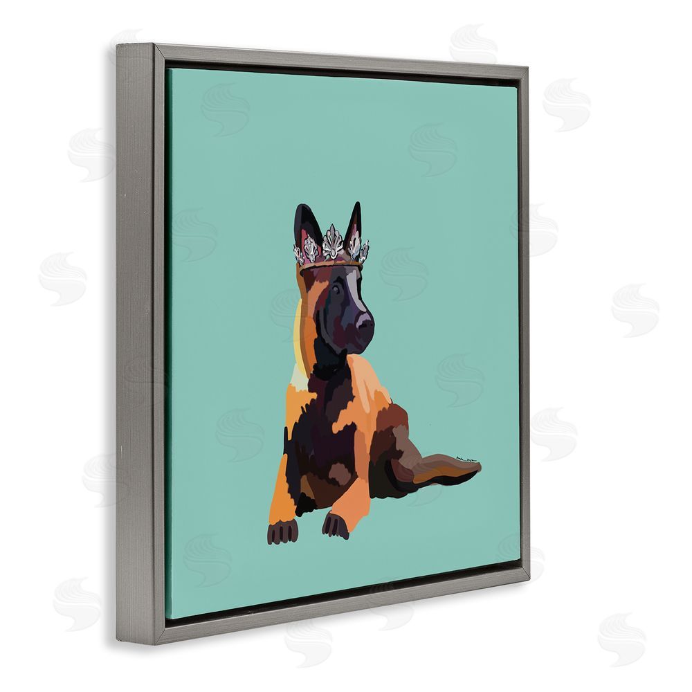 Amelia Noyes Royal German Shepherd Gray Floating Frame Canvas Wall Art Print