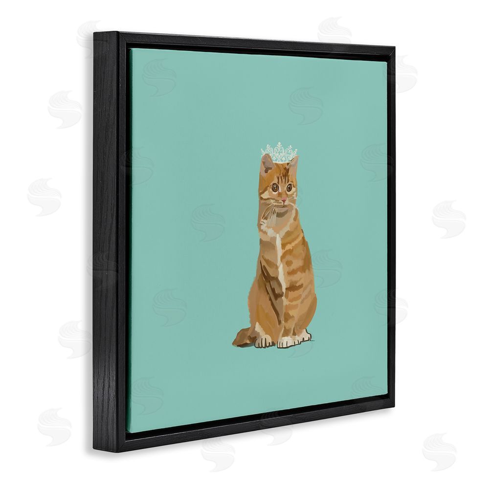 Amelia Noyes Royal Tabby Cat Black Floating Frame Canvas Wall Art Print