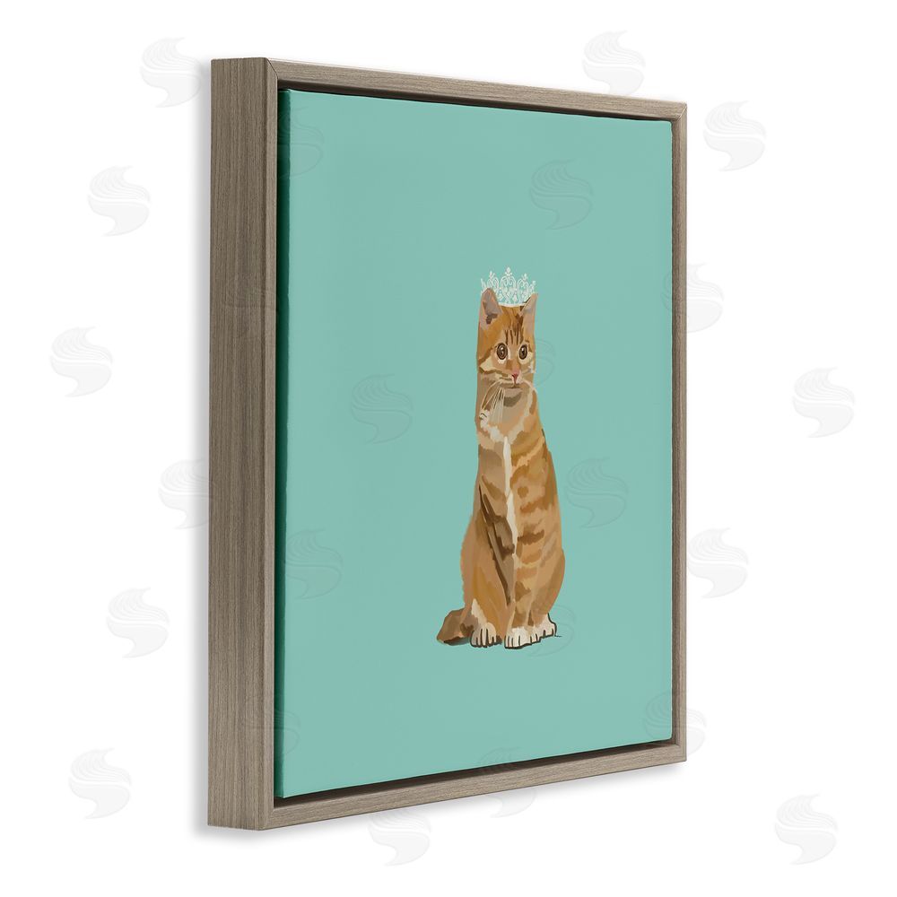 Amelia Noyes Royal Tabby Cat Brown Floating Frame Canvas Wall Art Print
