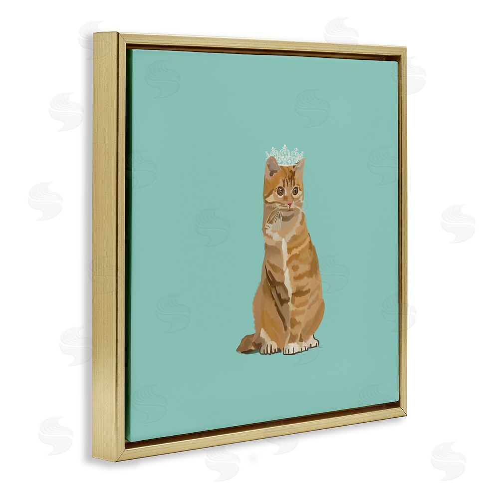 Amelia Noyes Royal Tabby Cat Gold Floating Frame Canvas Wall Art Print