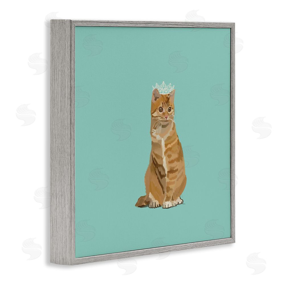 Amelia Noyes Royal Tabby Cat Gray Framed Glicee Wall Art Print