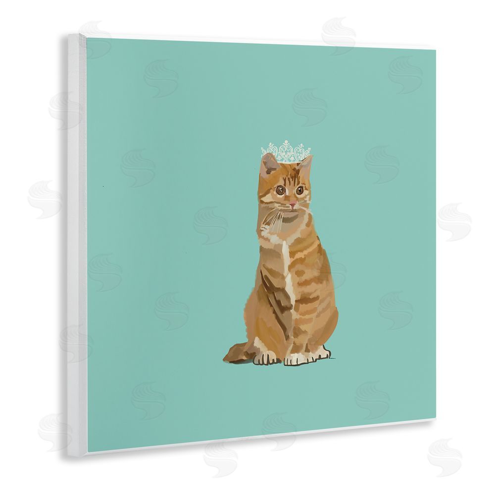 Amelia Noyes Royal Tabby Cat Wooden Wall Plaque Art Print