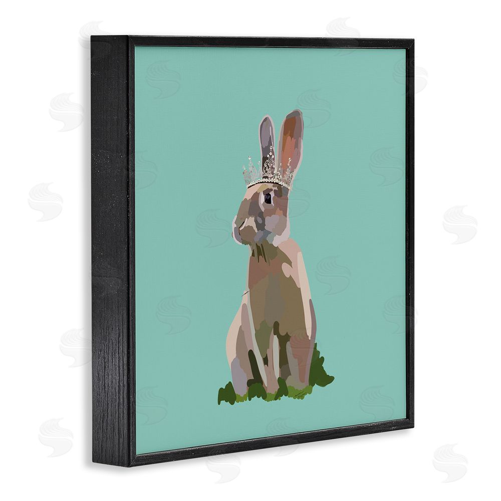 Amelia Noyes Rabbit with Royal Crown Black Framed Glicee Wall Art Print