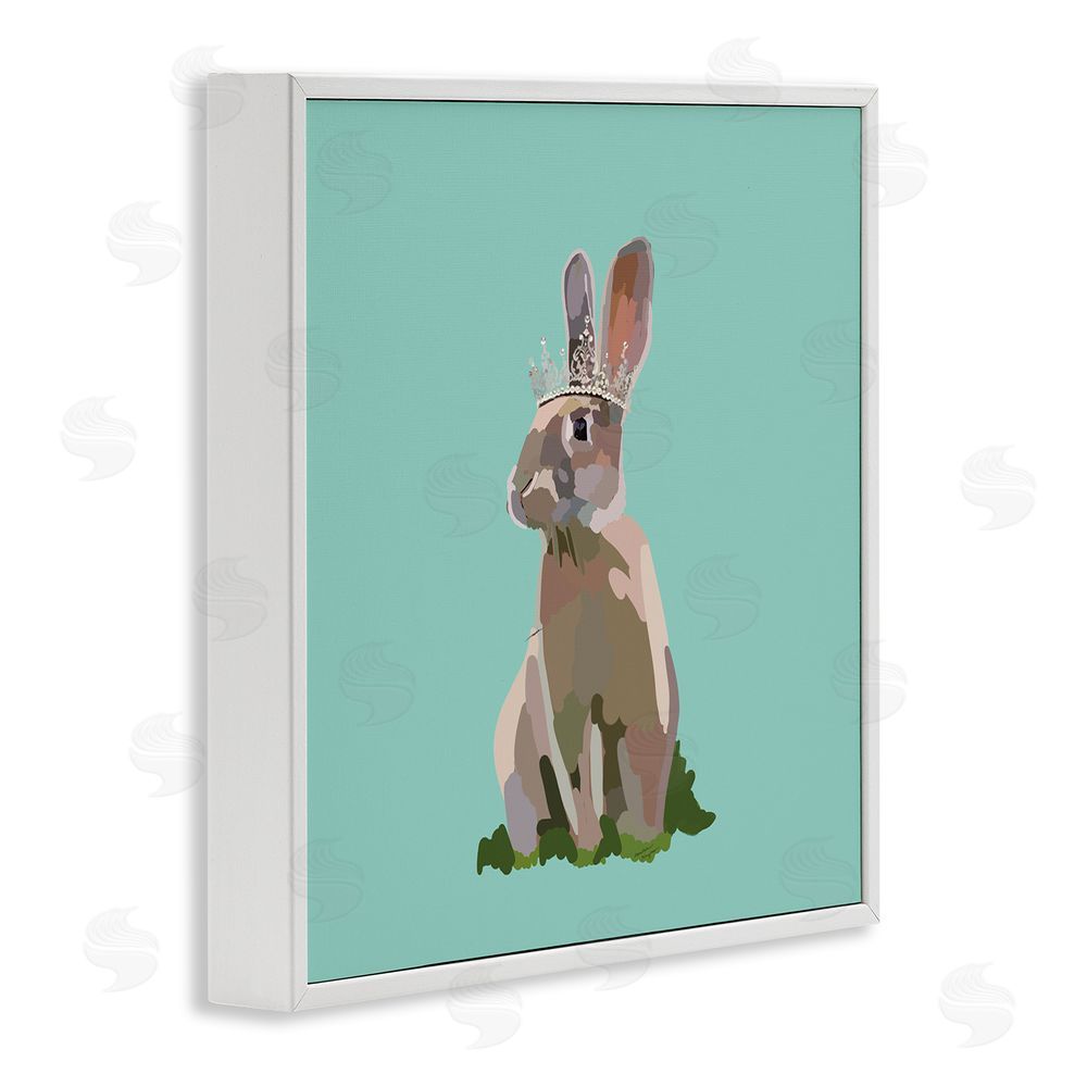 Amelia Noyes Rabbit with Royal Crown White Framed Glicee Wall Art Print