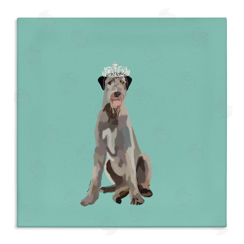 Amelia Noyes Regal Dog in Crown Stretched Canvas Wall Art Print
