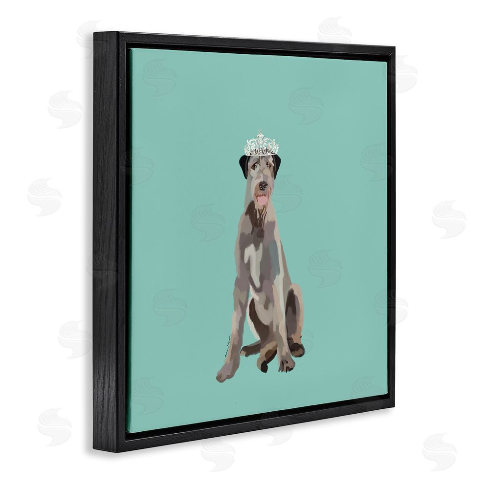 Amelia Noyes Regal Dog in Crown Black Floating Frame Canvas Wall Art Print