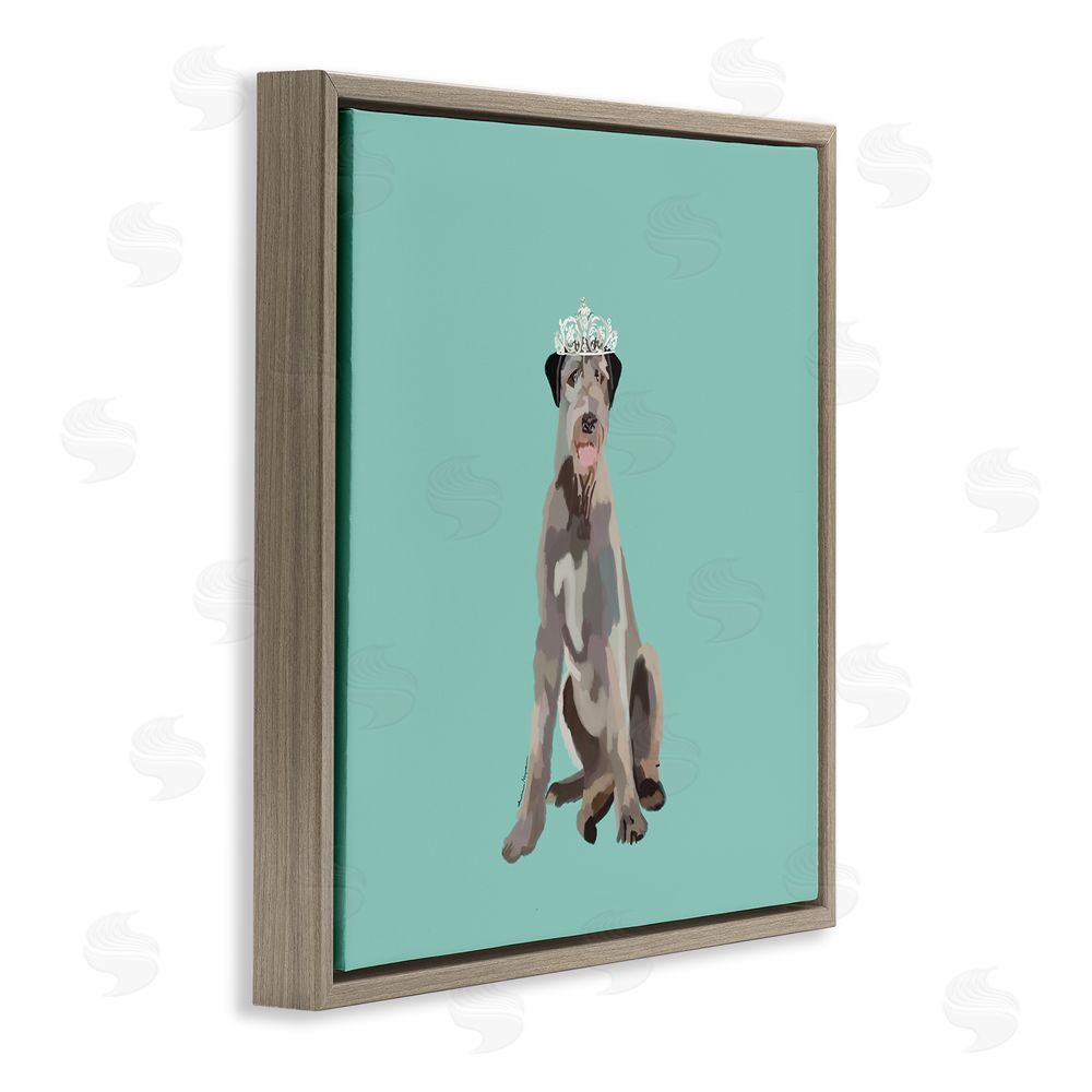 Amelia Noyes Regal Dog in Crown Brown Floating Frame Canvas Wall Art Print