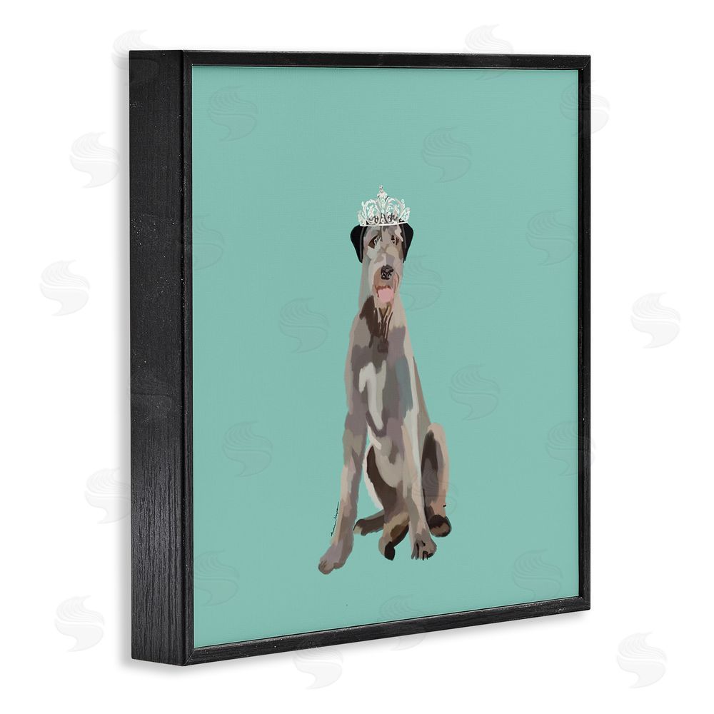 Amelia Noyes Regal Dog in Crown Black Framed Glicee Wall Art Print