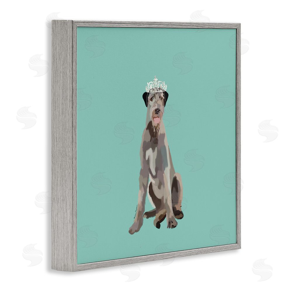 Amelia Noyes Regal Dog in Crown Gray Framed Glicee Wall Art Print
