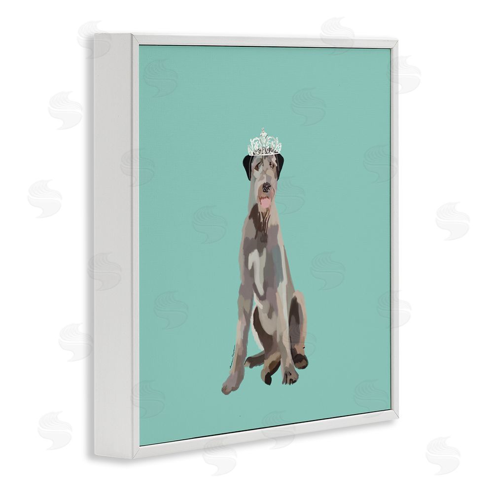 Amelia Noyes Regal Dog in Crown White Framed Glicee Wall Art Print