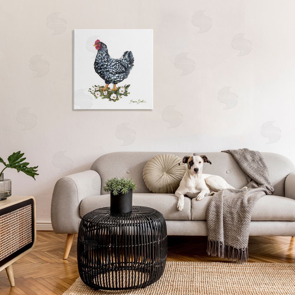 Sara Baker Country Hen with Daisies Canvas Wall Art in Room