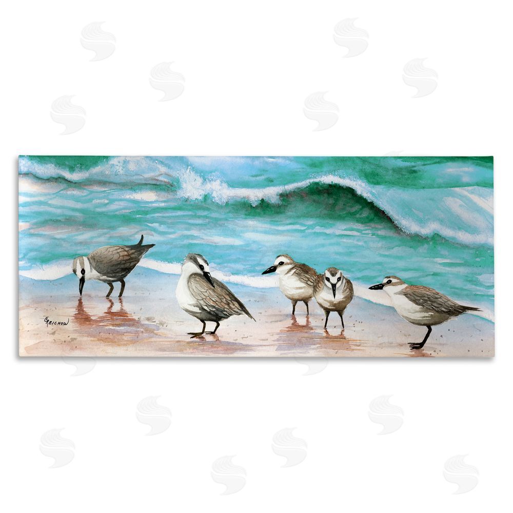 Christine Reichow Sandpipers Along Beach Shore