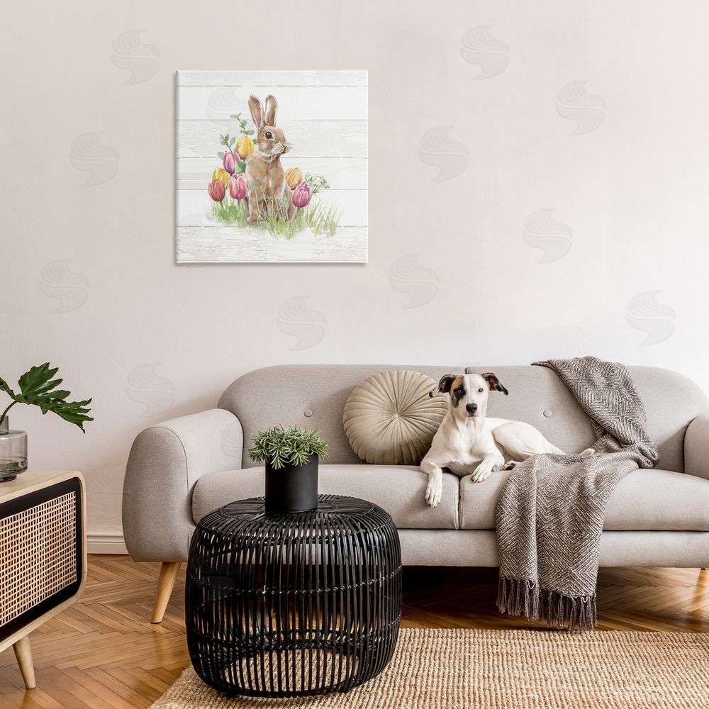 Courtney Morgenstern Bunny & Spring Tulips Canvas Wall Art in Room