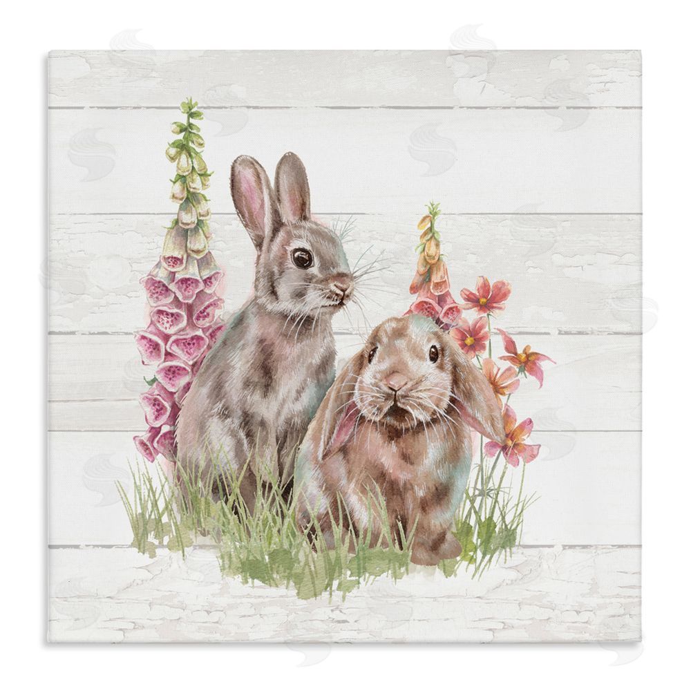 Courtney Morgenstern Rabbits & Country Florals Stretched Canvas Wall Art Print