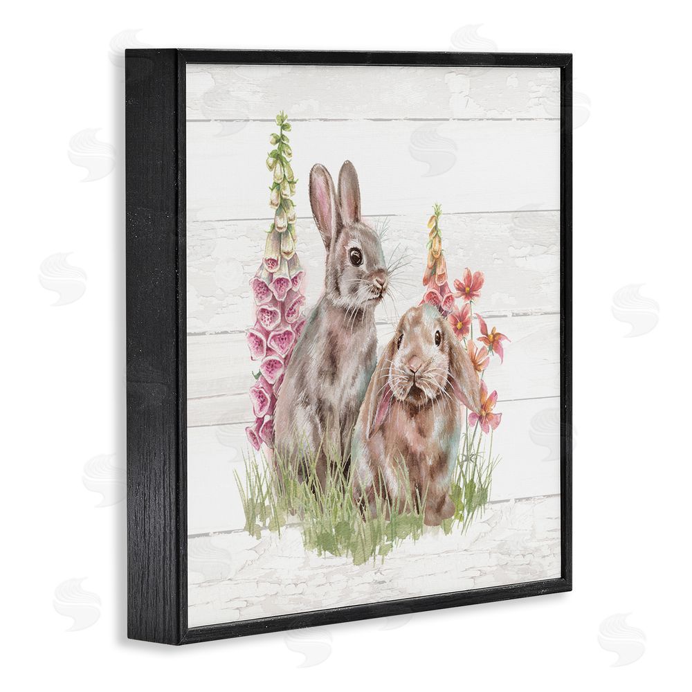 Courtney Morgenstern Rabbits & Country Florals Black Framed Glicee Wall Art Print