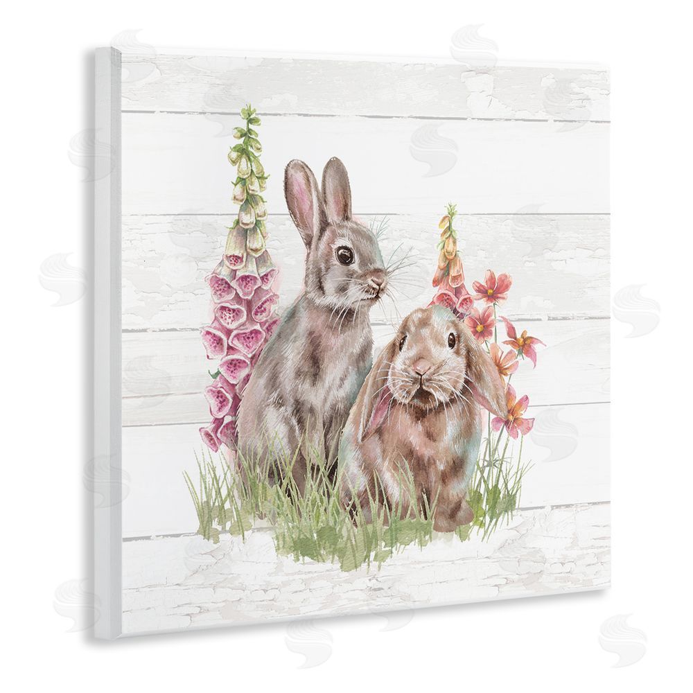 Courtney Morgenstern Rabbits & Country Florals Wooden Wall Plaque Art Print