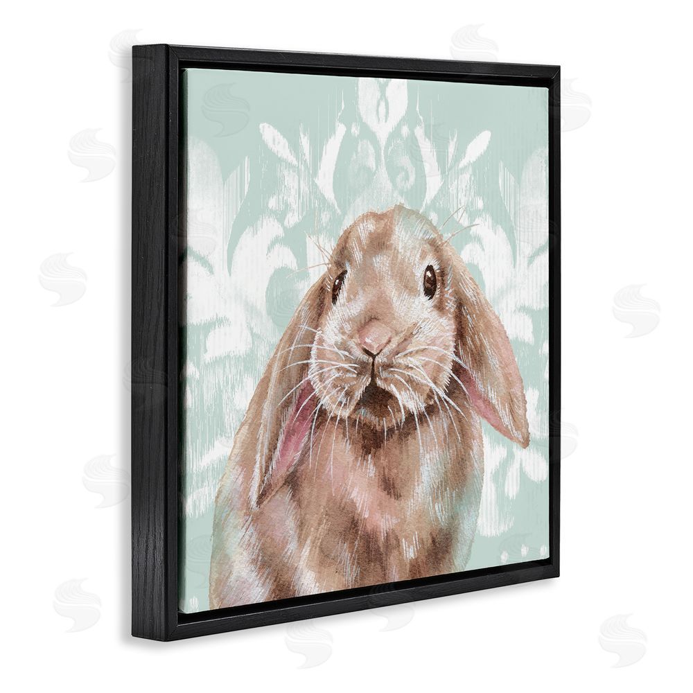 Courtney Morgenstern Bunny with Floral Pattern Black Floating Frame Canvas Wall Art Print